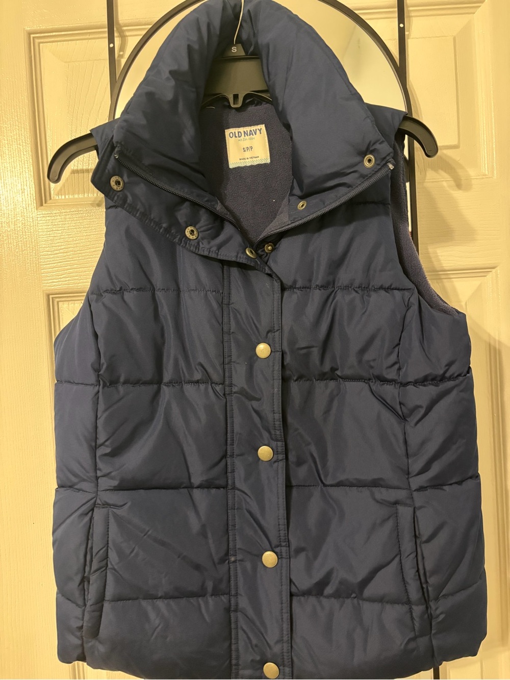 Old Navy Navy Quilted Puffer Vest with Snap Front